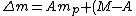 \Delta m = A m_{p} + (M-A)m_{n} - W